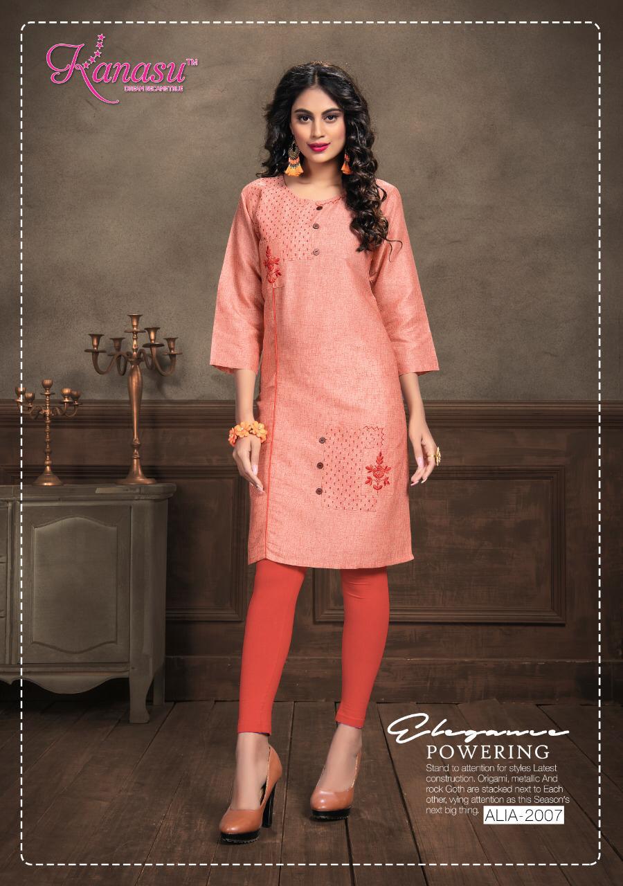Kanasu Aliia Designer Straight Cut Short Kurti Collection at Wholesale Price